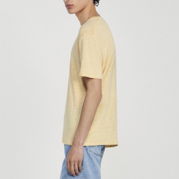 SANDRO MEN NWT Jaune Pastel Yellow lightweight tee - Picture 1 of 4
